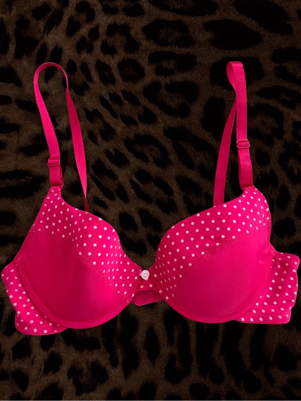 Y2K Rampage Hot Pink Polka Dot Push-Up Bra